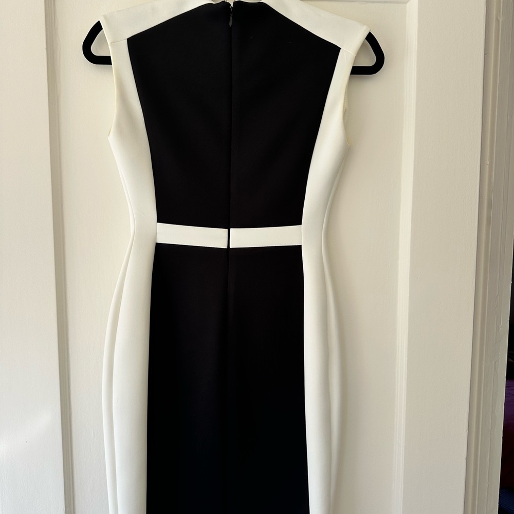 Calvin Klein Black and White Contrast Scuba Sheath Dress - Picture 4 of 5